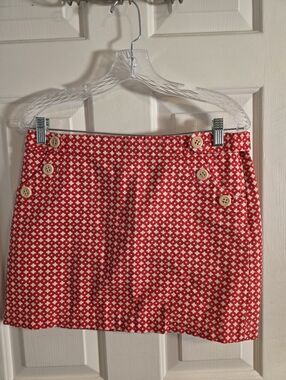 J. Crew Red Cross & Dots Buttons Mini Skirt Size 6